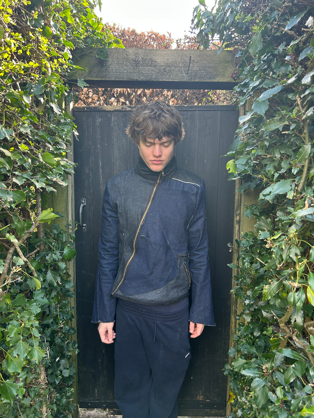 1 of 1 patchwork asymmetrical zip jacket