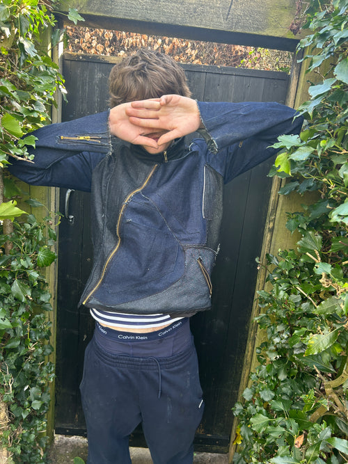 1 of 1 patchwork asymmetrical zip jacket